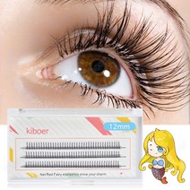 Kiboer 포이트 속눈썹 인조 자연스러운 걸그룹 타입 삼각형 디테일, 1개, 블랙 12mm*3