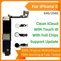 아이폰 8 용 플레이트 메인 보드 언락 마더 터치 ID 포함/불포함 로직 풀 칩 지원 IOS 업데이트, 07 64GB Gold TouchID