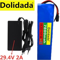 24v 배터리 7s2p 29.4v 7800mah 리튬 이온 배터리 팩 전기 자전거 스쿠터 전동 휠체어 + 충전기용 20a 평형 bms 포함, 없음