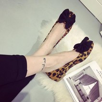 여성화 라지 스웨이드 레오파드 펌프스 플랫 535