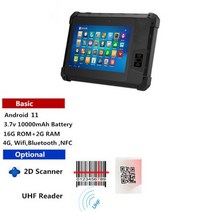 바코드무선리더기 QR 블루투스 스캐너 견고한 지문 UHF 리더 태블릿 산업용 레벨 4G 와이파이 NFC 2D 바코드 스캐너 안드로이드 11OS IP65, 2DUHF_미국