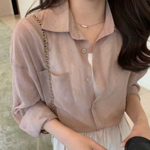 여성 데일리 셔츠 린넨 여름 남방 블라우스 루즈핏