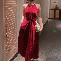 자칠 공장 여성 고급감 화이트 나시 미디 원피스