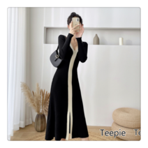 티피/Teepie 프랑스 복고풍 드레스 2022 봄 새로운 라운드 넥 퍼프 슬리브 꽃 드레스