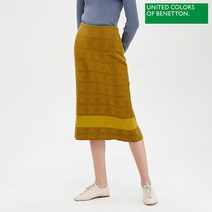 베네통 하운드투스 라인 배색 스커트 BASK01011_YE