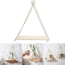 벽 장식 걸이 로프랙 화분 수납 나무 품 벽선반 인테리어 심플 내추럴 원목, 진한색오크(1008-2)