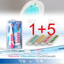 본품1+리필용칫솔모5 셋트 칫솔모 작은 임플란트 어금니 치석 치과 전용 치아 교정 용 잇몸 첨단 칫솔 음파칫솔, 파랑