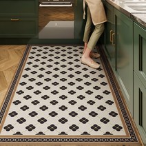 pvc 식탁 카페트 러그 타일 ​​가죽은 방수 내유성 미끄럼 방지 얼룩 방지 카펫 문지르지 않는 주방으로 완전히 덮여 있습니다