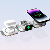 감성전자 아이폰 맥세이프 애플워치 에어팟 3in1 무선 고속 충전기 거치대, 블랙, 1개