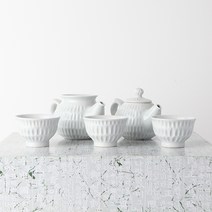 백자 빗살 3인 다기세트 다도세트