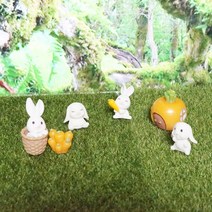 당근집 토끼 테라리움 미니어쳐 피규어 바구니 디오라마 미니정원 화분꾸미기 DIY, 8. (1~7) 7종세트