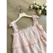 러블리 연분홍 피부톤 원단 케이크 끈 상의 하녀 여름