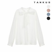 탱커스 여성 리본 레이스 포인트 퍼프 블라우스