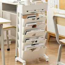 [만능공방] 다용도 이동식 5단 책꽂이 연필꽂이 대용량 북카트 프리미엄 뉴 멀티 수납정리함 책상 책장, 화이트
