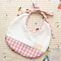 DIY레드체크 아기턱받이 만들기