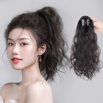 포니테일 가발 여 인플루언서 구름 펌 상어 지그시 포니테일 짧은 배꽃 모티브명주, 30cm-natural컬러