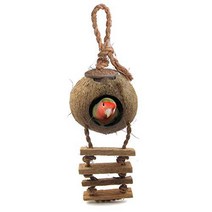 SunGrow Bird House with Ladder Nesting Home and Bird Feeder Mini Condo for Avians Coco Texture En, 1