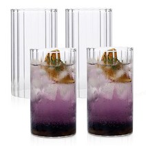 오셔링 링클 홈카페 내열유리컵 플리츠컵, 4개, 오셔링 글라스 500ml