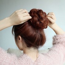 똥머리가발 8개입 오렌지브라운 짧은올림머리 당고머리가발 곱창머리끈