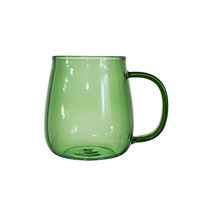 마카 내열유리 카페유리컵 물컵 항아리 그린머그컵 400ml, 1개