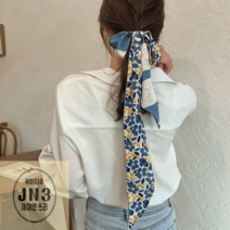 플라워 롱 타이스카프 프리미엄 쁘띠스카프 롱스카프 실크 방도 플라워 패턴 가방 스카프코디 스카프매는법