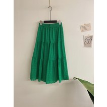 허니제이 / 집플 펀칭 레이스 밴딩 롱 A라인 스커트(4color)