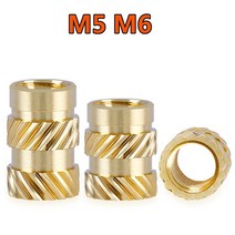 사출기 핫멜트 인서트 M5 M6 황동 널링 너트 스레드 열 몰딩 3D 프린터 용 이중 능직 사출 임베먼트, [18] M5x10x7(10pcs)