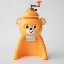 가정용 귀요미 곰돌이 소형 빙수기 수동 얼음 슬러시 메이커 기계 홈카페 팥빙수 만들기, 옐로