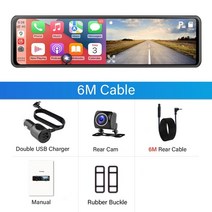 거치형네비게이션 4k 자동차 dvr 무선 연결 10.26인치 대시캠 카플레이어 amp 안드로이드 자동 와이파이 미러캠 녹화 fm라디오, 6m 케이블, 아니 tf 카드