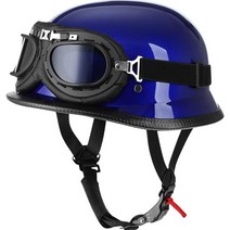 Yesmotor 예스 모터 헬멧 하프 쉘 자전거 안경 독일 오토바이 DOT 승인, Blue, X-Large