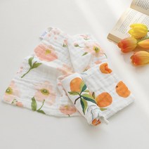 도톰 거즈 키친 크로스 꽃무늬 핸드타올 행주 고리 손 닦는 수건 주방 타올 이케아 답례품, 오렌지나무