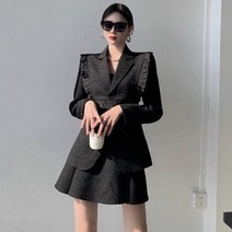 캐주얼 정장 투피스셋업 세트 투피스 여성 결혼식 클래식 자켓 흰원피스 오피스룩