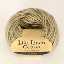 [앵콜스단독] 라이크린넨코튼 45g 코튼 100% 순면 뜨개실, 07 카키빛연베이지