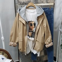 상상그이상 여성용 가오리야상 간절기 필수템 후드탈부착 루즈한 하이넥 바람막이 후드점퍼 편안한 데일리 꾸안꾸룩 집앞 마실룩 사계절 활용도 높은 베이직 야상