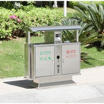 야외분리수거함 재활용 대형쓰레기통 대용량 산책로 길거리 공원, 스테인리스 2구