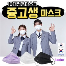 중학생 고등학생 청소년 국산 중형 마스크 덴탈 일회용 비말차단 kf-ad 귀편한 숨쉬기편한 시원한 비말차단 여성 학생용 블랙 검정 화이트 보라 색 마스크 100매, 50개입, 2개, 퍼플(보라색)