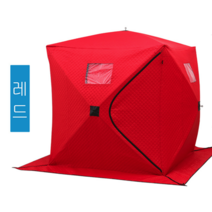 겨울 얼음 빙어 낚시 큐빅 아이스원터치 3-4인용 텐트, 레드