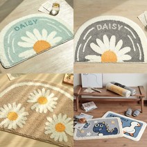 물기쏙쏙 빨아쓰는 극세사 인테리어 욕실 현관 다용도실 주방 침대 화장실 발매트 러그, 데이지 반달매트(대) 브라운