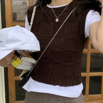 DIY 대바늘 조끼뜨기 보이프렌드 니트베스트 패키지, L사이즈 100g + 310g, 밤색