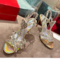 여성 컬러 패턴 특이한 스켈레토 킬힐 힐 구두 샌들 여성 디자이너 예쁜