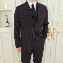 남자 스트라이프 쓰리피스 남성 정장 수트 클래식 슈트