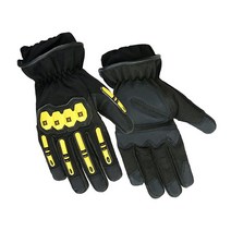 Hugger Precinct One 내화성 가죽 Extrication 보호 장갑 케블라 라이너 포함 경찰 및 소방관용 블랙/옐로우. 3XLarge