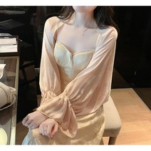 여성용 쉬폰 여름 긴팔 가디건 얇은 자외선 차단 블라우스 하늘비즈 A10 U760J074