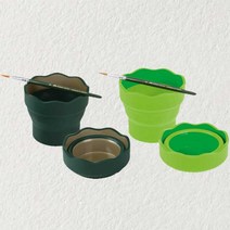 파버카스텔 클릭앤고 물통 접이식 휴대용 미술물통, 다크그린