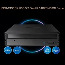 블루레이리핑 ODD 외장ODD USB DVD 외장형 버너 리더기 디비디 플레이어 레코더 신제품 BDR BDRX13CBK 외장 32 세대 120 광학 드라이브 BD MDISC CD