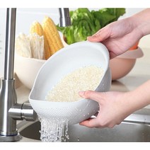 물기쫙바구니 면채반 간편 쌀세척 야채 과일 물빠짐 믹싱볼 쌀바가지, 화이트(대)