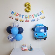 타요풍선 생일파티세트 두돌생일상 캐릭터 자동차풍선 두돌상 1000일, 타요세트 C, 1