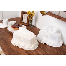 공주풍 패브릭 프릴 여자방 각티슈커버 1인가구 사각티슈 신혼집 카페소품 가정용 회사 인테리어 사무실, 아이보리