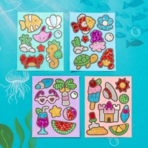 만들기자랑 여름 포일아트/홀로그램/만들기재료/도안 스티커 만들기/공예재료/여름 호일아트, 여름포일아트-바다B