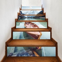 자연 경관 계단 시트지 스티커 이동식 방수 3D 홈 인테리어 아트 장식, 18x100cmx13pcs, LT6-82